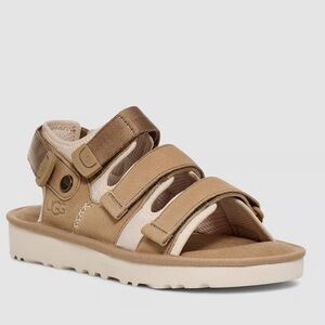 UGG Men's Goldencoast Tan and Cream Multistrap Leather Suede Sandals NIB sz 11